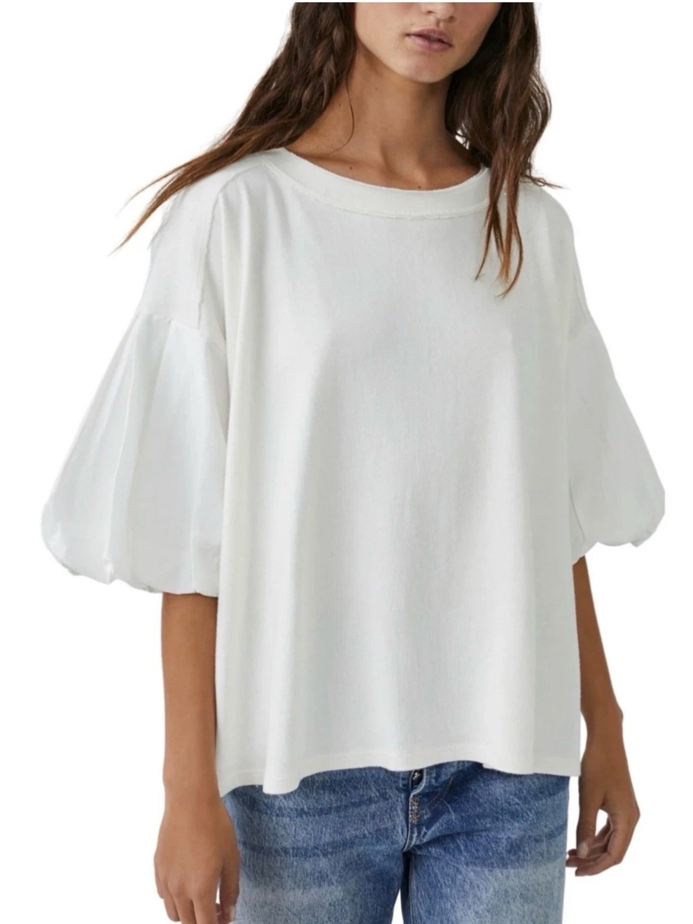 2 for $30 sale: We the Free people white blossom puff sleeve oversized t-shirt -